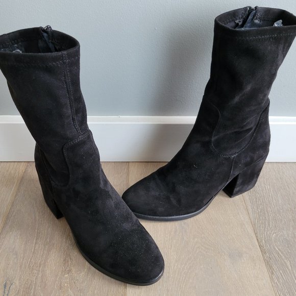 Charles David Black Suede Boots Size 38 1/2 - Picture 2 of 9